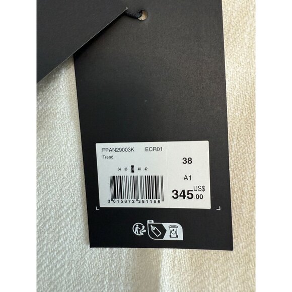 NWT The Kooples Womens High-Waist Flared‎ Suit Trousers Wool Ecru - Picture 5 of 16